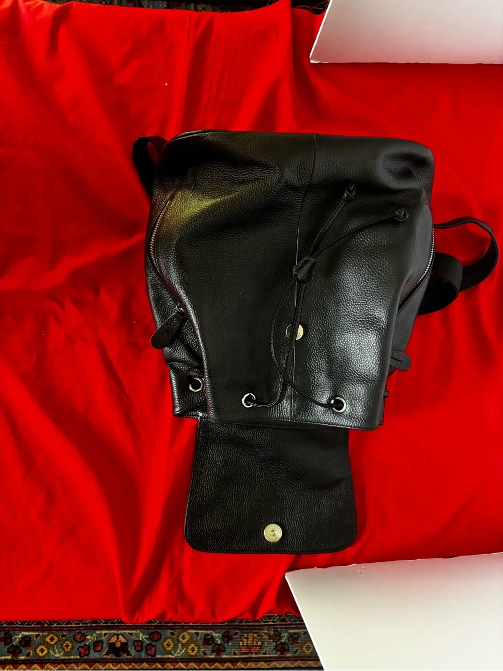 Classic BlackFaux  Leather Backpack - Men